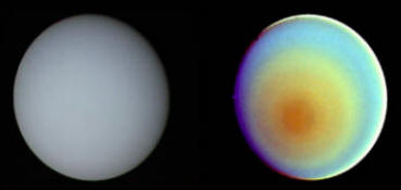 True and false-color images of Uranus.